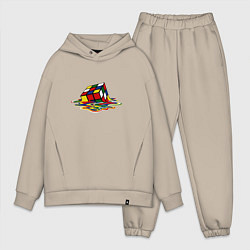 Мужской костюм оверсайз Кубик Рубика, цвет: миндальный