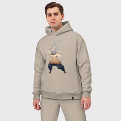 Мужской костюм оверсайз KIMETSU NO YAIBA, цвет: миндальный — фото 2