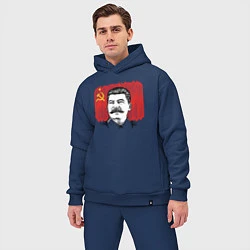 Мужской костюм оверсайз Сталин и флаг СССР, цвет: тёмно-синий — фото 2