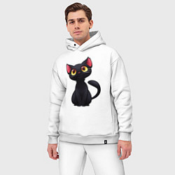 Мужской костюм оверсайз Черный котенок, цвет: белый — фото 2