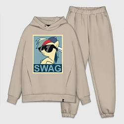 Мужской костюм оверсайз Rainbow Dash swag, цвет: миндальный