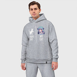 Мужской костюм оверсайз Твоя кошка, моя кошка, цвет: меланж — фото 2