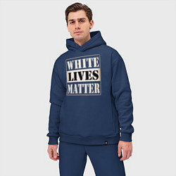 Мужской костюм оверсайз White lives matters, цвет: тёмно-синий — фото 2
