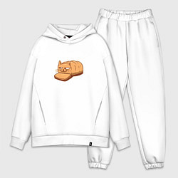 Мужской костюм оверсайз Кот хлеб - Bread Cat, цвет: белый