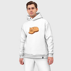 Мужской костюм оверсайз Кот хлеб - Bread Cat, цвет: белый — фото 2