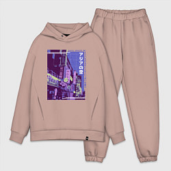 Мужской костюм оверсайз Neon Asian Street Vaporwave, цвет: пыльно-розовый