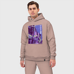 Мужской костюм оверсайз Neon Asian Street Vaporwave, цвет: пыльно-розовый — фото 2