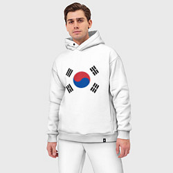 Мужской костюм оверсайз Корея Корейский флаг, цвет: белый — фото 2