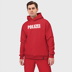 Мужской костюм оверсайз POLIZEI Полиция Надпись Белая, цвет: красный — фото 2
