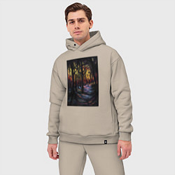 Мужской костюм оверсайз Деревья в ночи, цвет: миндальный — фото 2