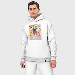 Мужской костюм оверсайз С Рождеством Мопс, цвет: белый — фото 2