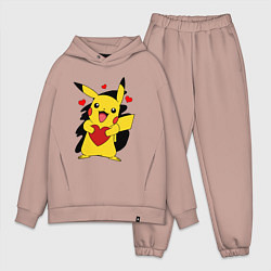 Мужской костюм оверсайз ПИКАЧУ И СЕРДЕЧКО POKENON PIKACHU LOVE, цвет: пыльно-розовый
