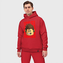 Мужской костюм оверсайз ROBLOX RED LOGO LEGO FACE, цвет: красный — фото 2