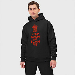 Мужской костюм оверсайз Keep calm and scan me - fuck off, цвет: черный — фото 2