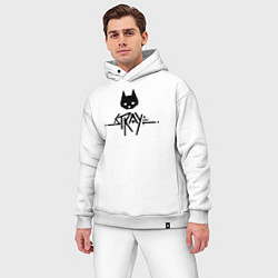 Мужской костюм оверсайз Stray: Black Logo, цвет: белый — фото 2