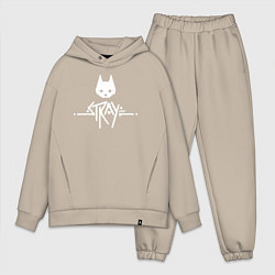 Мужской костюм оверсайз Stray: White Logo