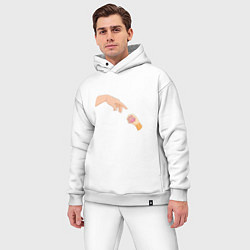 Мужской костюм оверсайз Сотворение Адама и рыжая лапка котика, цвет: белый — фото 2