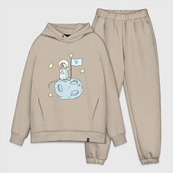 Мужской костюм оверсайз Мышь-космонавт, цвет: миндальный