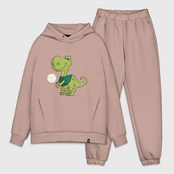 Мужской костюм оверсайз Volleyball Dinosaur, цвет: пыльно-розовый