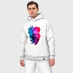 Мужской костюм оверсайз Танджиро Камадо в ярости Клинок рассекающий демоно, цвет: белый — фото 2