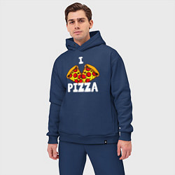 Мужской костюм оверсайз Я люблю пиццу 2 слайса, цвет: тёмно-синий — фото 2