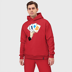 Мужской костюм оверсайз Криптовалютные карты, цвет: красный — фото 2
