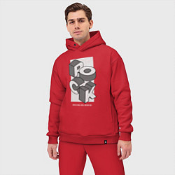 Мужской костюм оверсайз Rock&Roll never dies, цвет: красный — фото 2