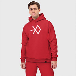 Мужской костюм оверсайз Логотип exo цвета красный — фото 2