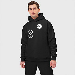Мужской костюм оверсайз Логотип группы exo, цвет: черный — фото 2