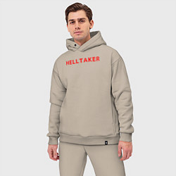 Мужской костюм оверсайз Helltaker logo, цвет: миндальный — фото 2