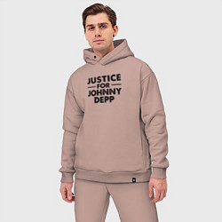Мужской костюм оверсайз Справедливость для Джонни Деппа цвета пыльно-розовый — фото 2