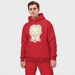 Мужской костюм оверсайз Милый Львёнок С Цветами, цвет: красный — фото 2