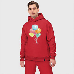 Мужской костюм оверсайз Акварельные воздушные шары, цвет: красный — фото 2