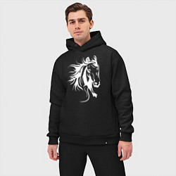 Мужской костюм оверсайз Лошадиная голова, цвет: черный — фото 2