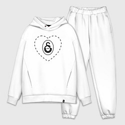 Мужской костюм оверсайз Лого Galatasaray в сердечке, цвет: белый