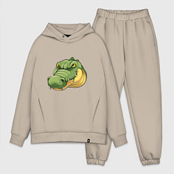 Мужской костюм оверсайз Стиль Крокодила, цвет: миндальный