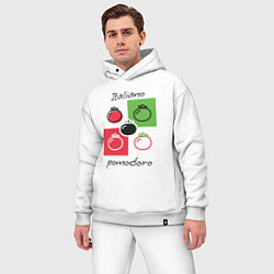 Мужской костюм оверсайз Italiano Pomodoro, любовь к Италии, пицце и томата, цвет: белый — фото 2