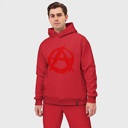 Мужской костюм оверсайз Символ анархии цвета красный — фото 2