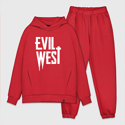 Мужской костюм оверсайз Evil west logo, цвет: красный