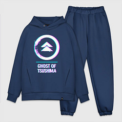 Мужской костюм оверсайз Ghost of Tsushima в стиле Glitch Баги Графики, цвет: тёмно-синий