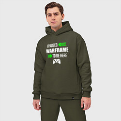 Мужской костюм оверсайз I Paused Warframe To Be Here с зелеными стрелками, цвет: хаки — фото 2