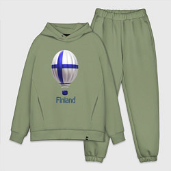 Мужской костюм оверсайз 3d aerostat Finland flag, цвет: авокадо