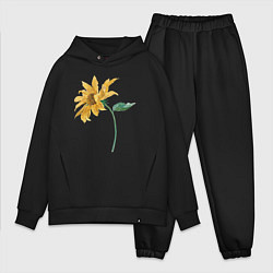 Мужской костюм оверсайз Branch With a Sunflower Подсолнух, цвет: черный