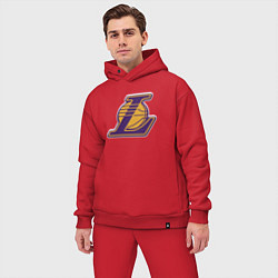 Мужской костюм оверсайз ЛА Лейкерс объемное лого, цвет: красный — фото 2