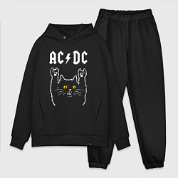 Мужской костюм оверсайз AC DC rock cat, цвет: черный