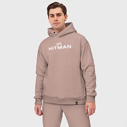 Мужской костюм оверсайз Hitman - лого, цвет: пыльно-розовый — фото 2