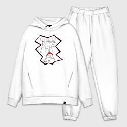 Мужской костюм оверсайз Отдых с кошками, цвет: белый