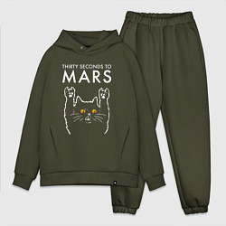 Мужской костюм оверсайз Thirty Seconds to Mars rock cat, цвет: хаки