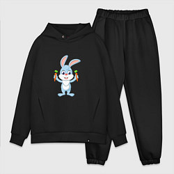 Мужской костюм оверсайз Кролик с морковками, цвет: черный