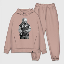 Мужской костюм оверсайз Альберт Эйнштейн - крутой чувак с ружьём, цвет: пыльно-розовый